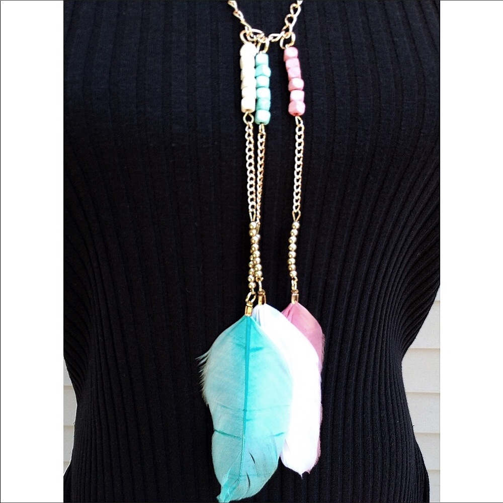 🆕Black Ribbed Cami TankTop+Feather Necklace - Picture 3 of 7
